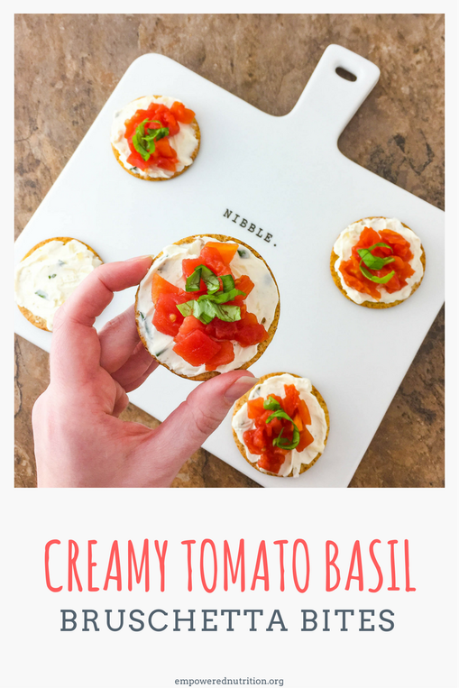 creamy tomato basil bruschetta bites Breton crackers