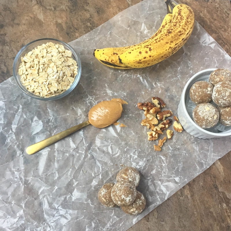 peanut butter walnut banana energy bites