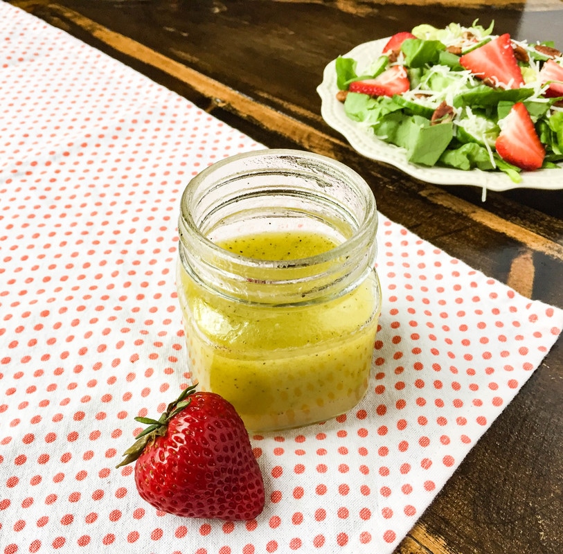 spring strawberry salad lemon vinaigrette dressing seasons